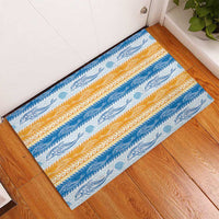 Anguilla Dolphins Pattern Rubber Doormat Orange And Blue