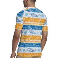 Anguilla Dolphins Pattern Rugby Jersey Orange And Blue