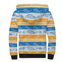 Anguilla Dolphins Pattern Sherpa Hoodie Orange And Blue