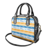 Anguilla Dolphins Pattern Shoulder Handbag Orange And Blue