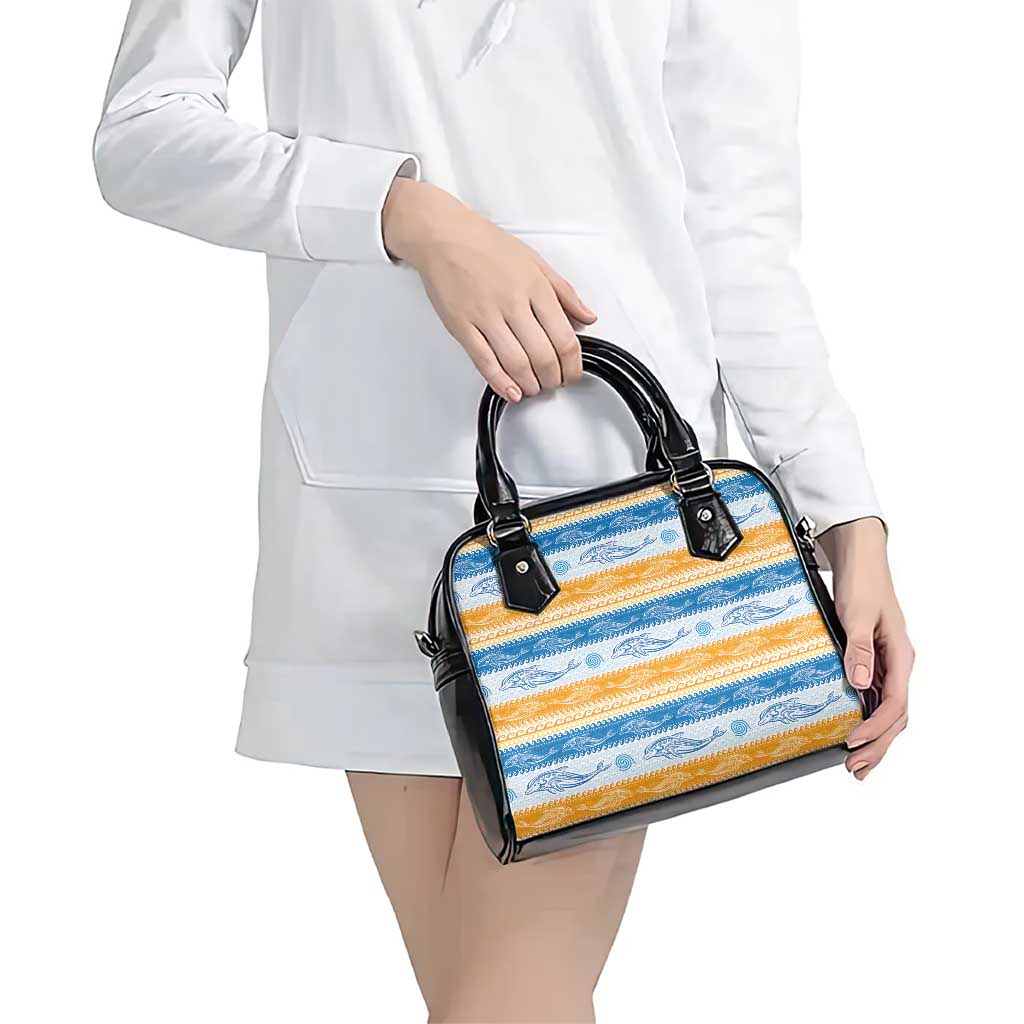Anguilla Dolphins Pattern Shoulder Handbag Orange And Blue