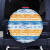 Anguilla Dolphins Pattern Spare Tire Cover Orange And Blue
