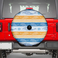 Anguilla Dolphins Pattern Spare Tire Cover Orange And Blue