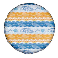 Anguilla Dolphins Pattern Spare Tire Cover Orange And Blue