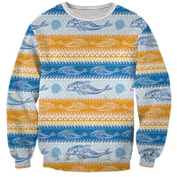Anguilla Dolphins Pattern Sweatshirt Orange And Blue