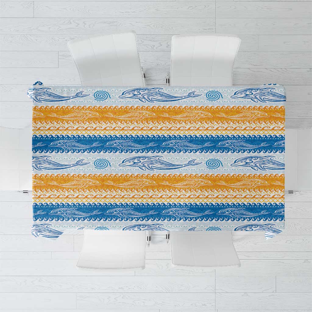 Anguilla Dolphins Pattern Tablecloth Orange And Blue