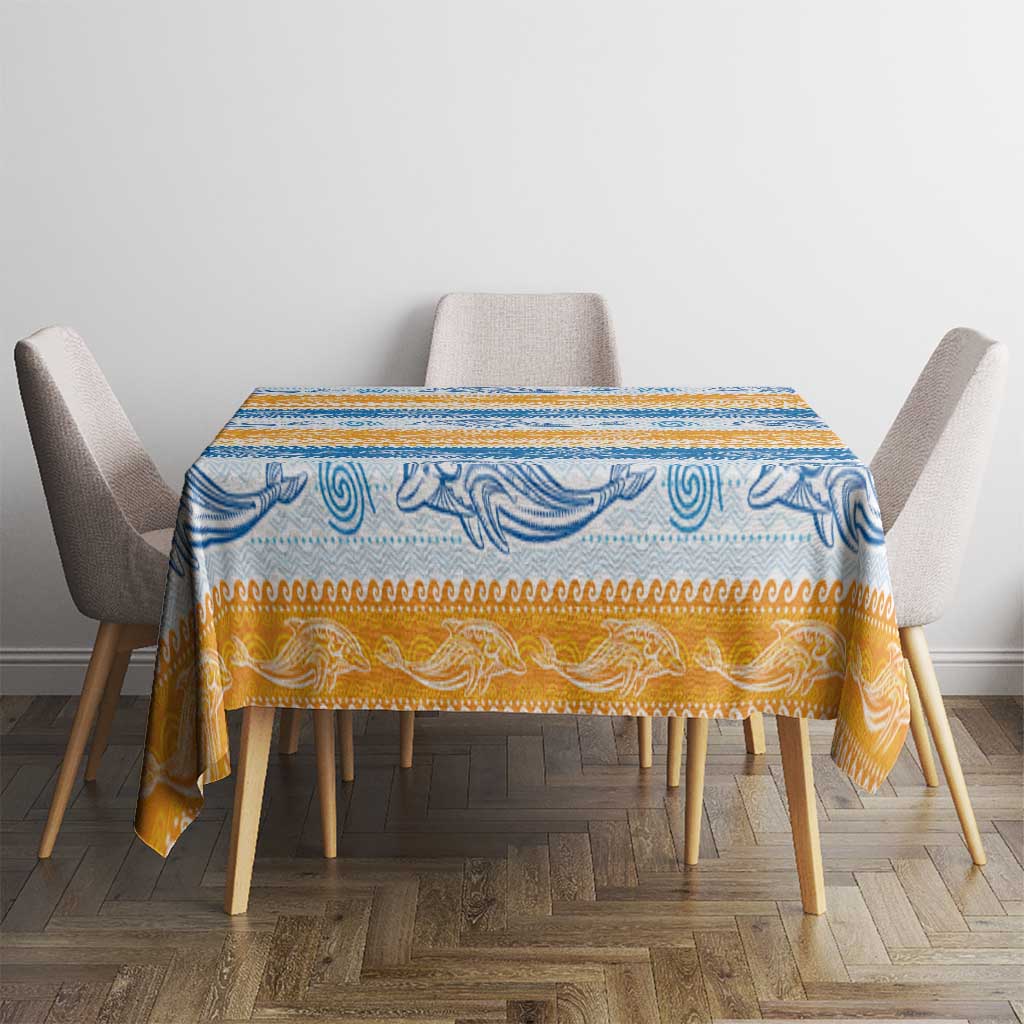 Anguilla Dolphins Pattern Tablecloth Orange And Blue
