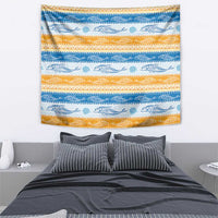 Anguilla Dolphins Pattern Tapestry Orange And Blue