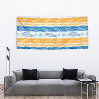 Anguilla Dolphins Pattern Tapestry Orange And Blue