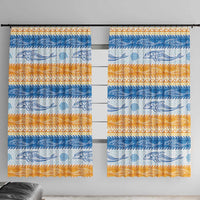 Anguilla Dolphins Pattern Window Curtain Orange And Blue