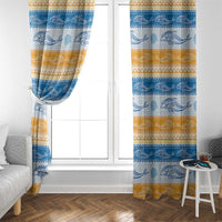 Anguilla Dolphins Pattern Window Curtain Orange And Blue