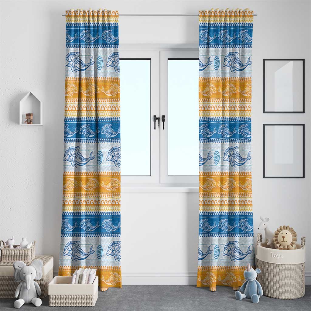 Anguilla Dolphins Pattern Window Curtain Orange And Blue