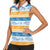 Anguilla Dolphins Pattern Women Sleeveless Polo Shirt Orange And Blue