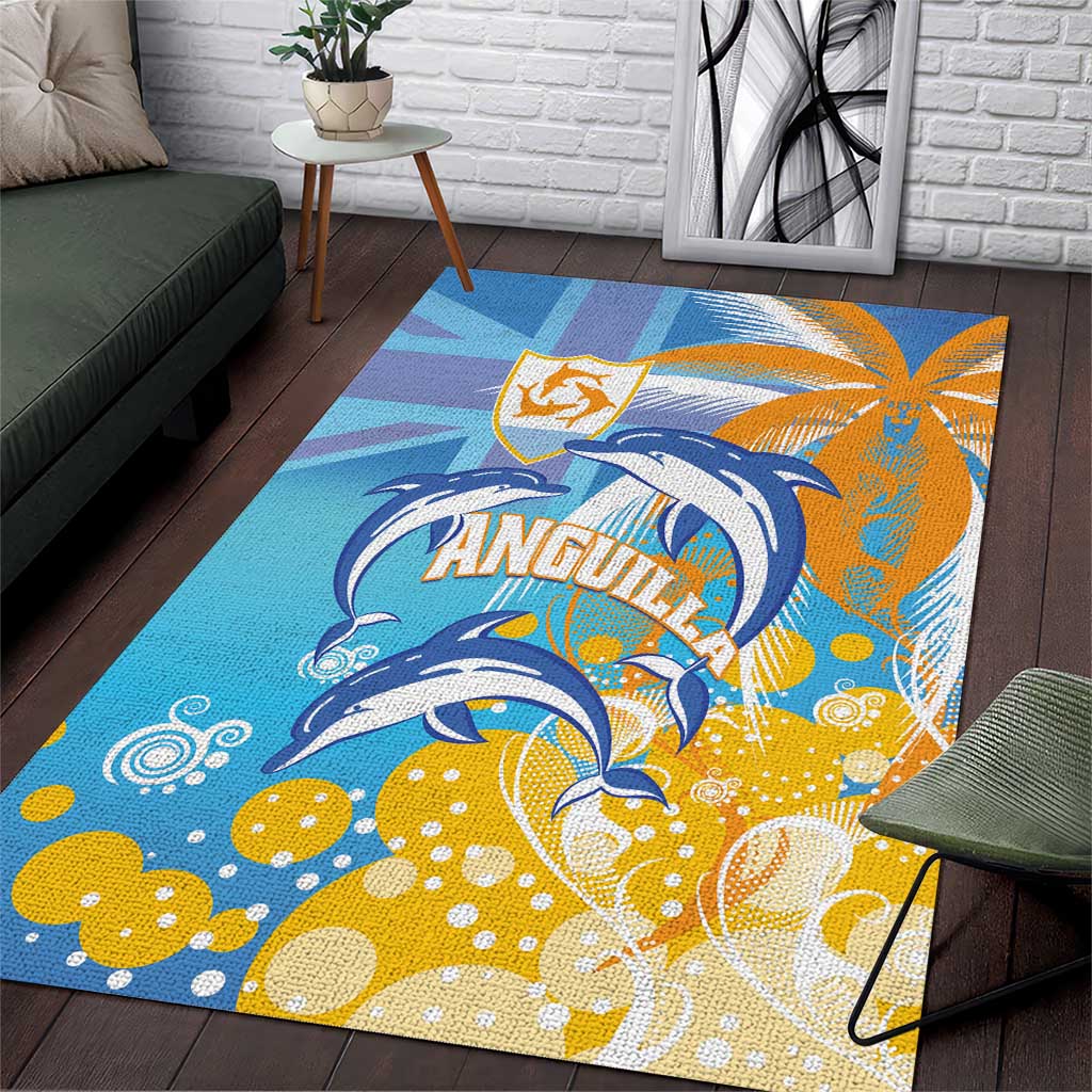 Anguilla 3 Dolphins Area Rug Summer Stylized