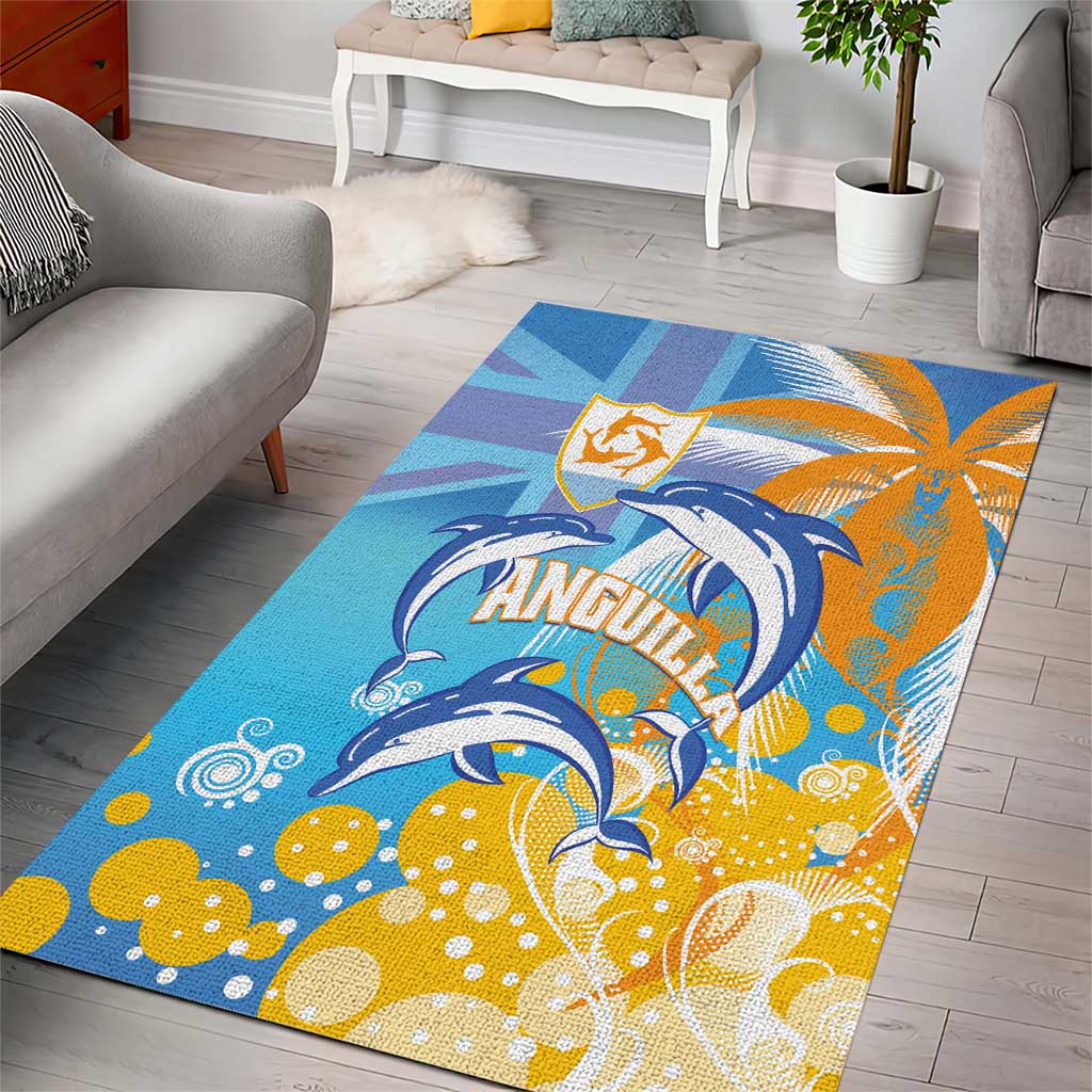 Anguilla 3 Dolphins Area Rug Summer Stylized