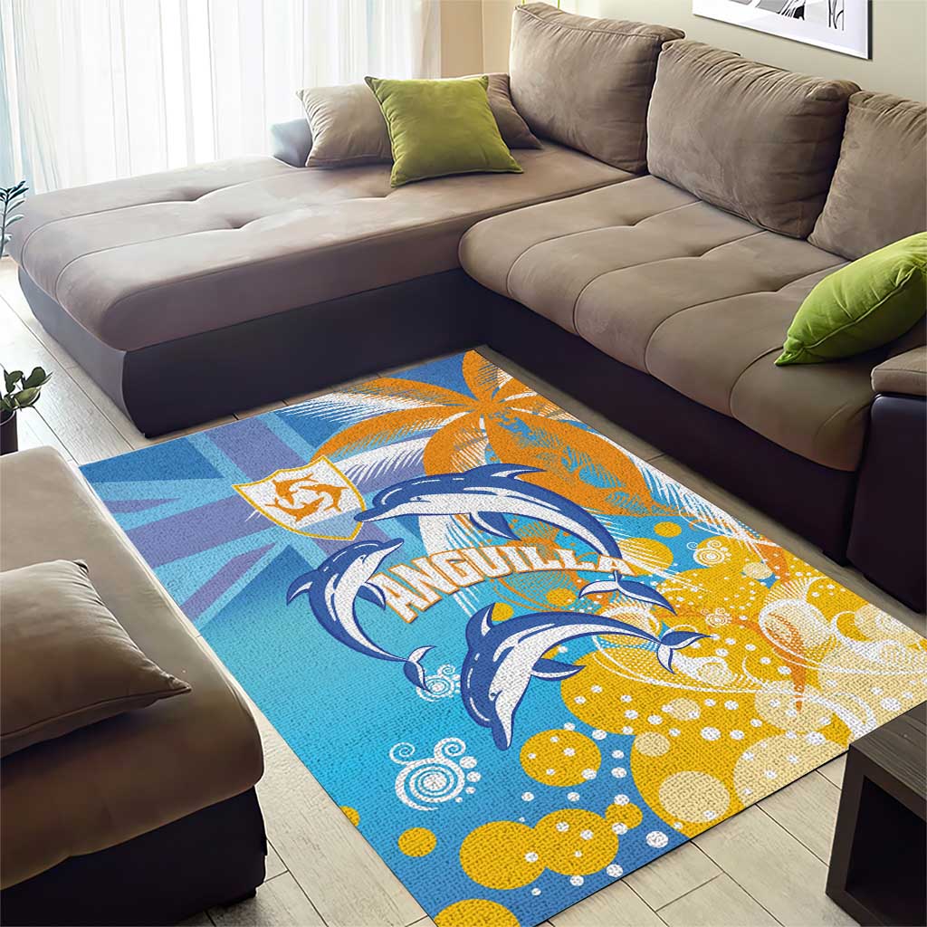 Anguilla 3 Dolphins Area Rug Summer Stylized