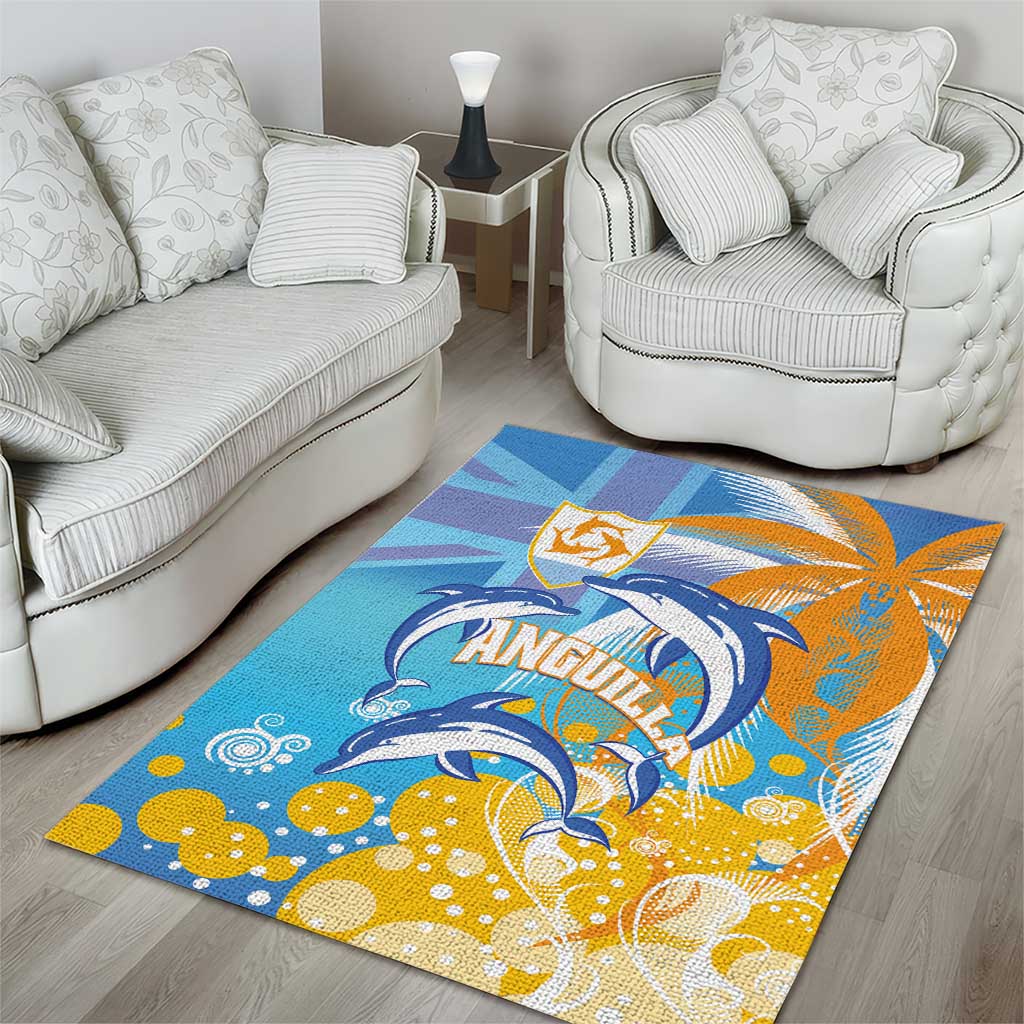 Anguilla 3 Dolphins Area Rug Summer Stylized