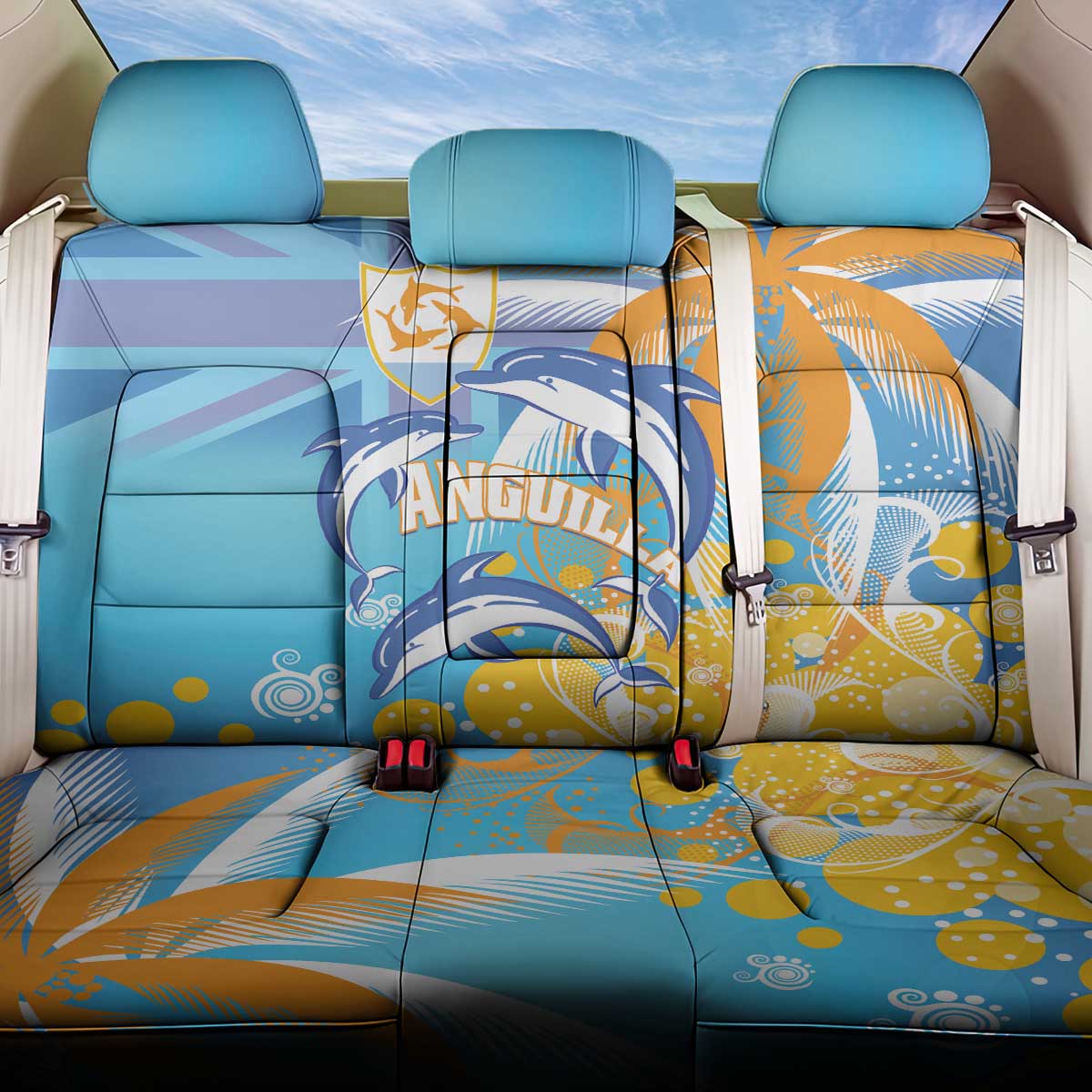 Anguilla 3 Dolphins Back Car Seat Cover Summer Stylized