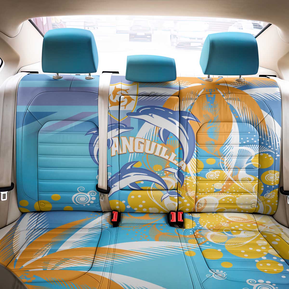 Anguilla 3 Dolphins Back Car Seat Cover Summer Stylized