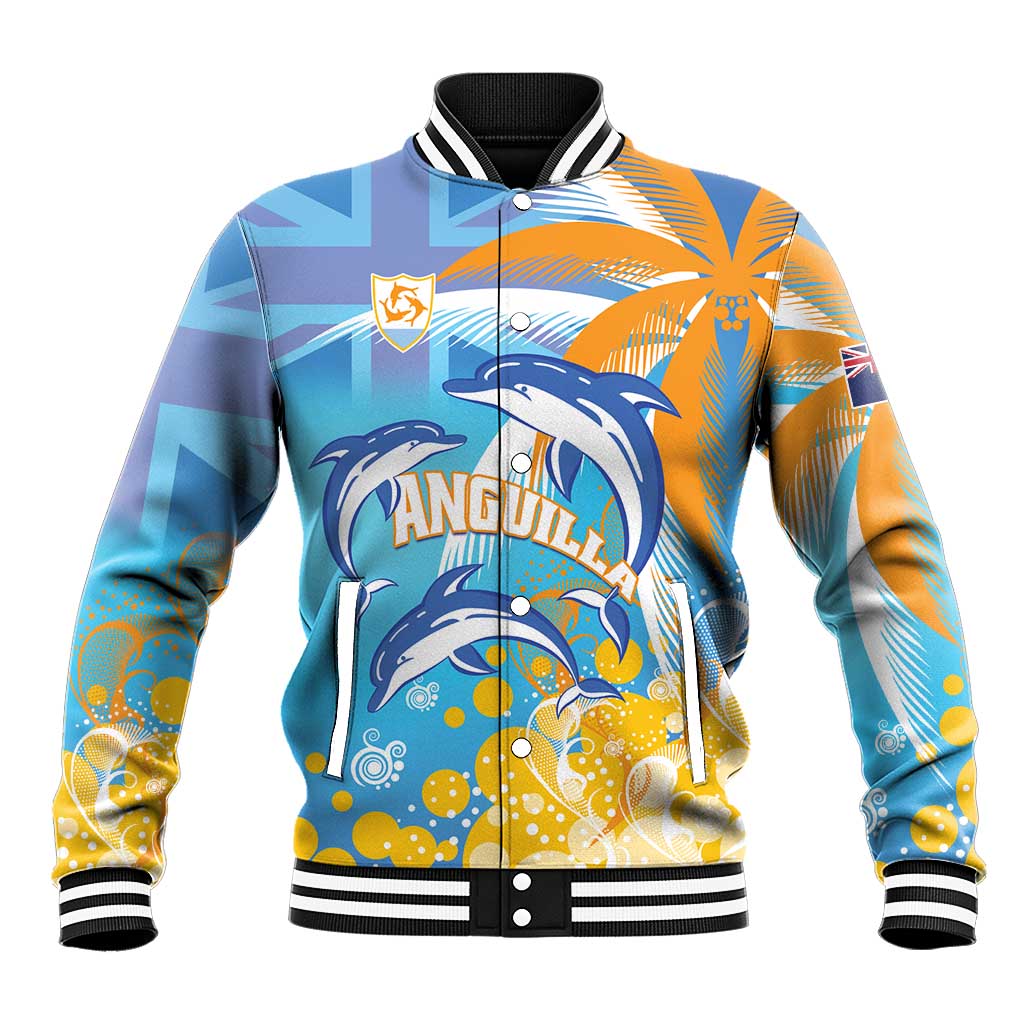 Personalised Anguilla 3 Dolphins Baseball Jacket Summer Stylized