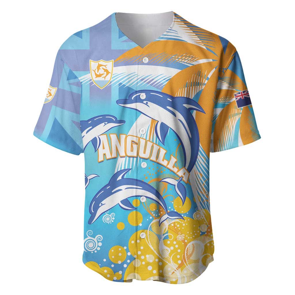 Personalised Anguilla 3 Dolphins Baseball Jersey Summer Stylized