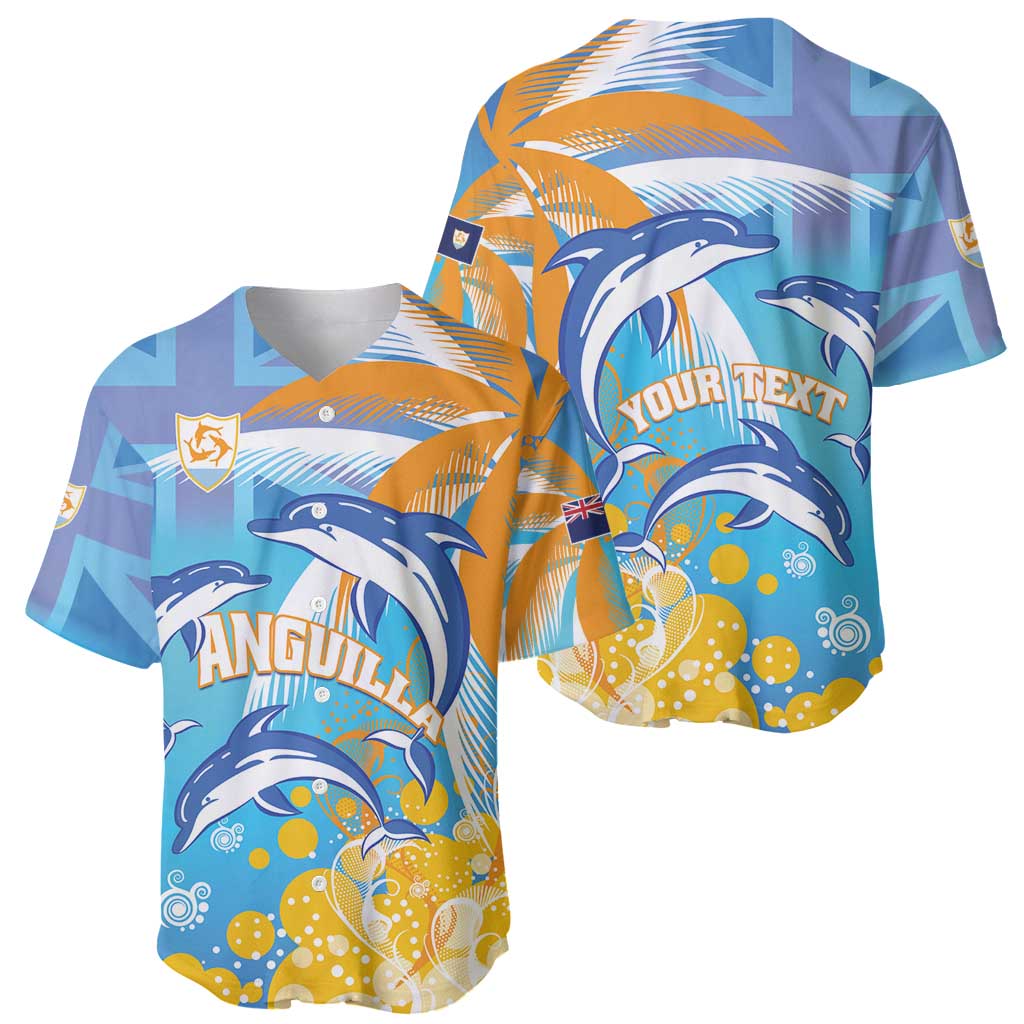 Personalised Anguilla 3 Dolphins Baseball Jersey Summer Stylized
