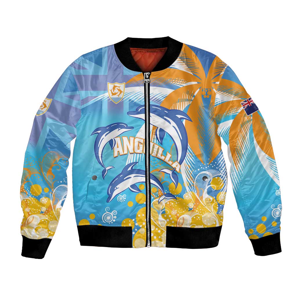 Personalised Anguilla 3 Dolphins Bomber Jacket Summer Stylized