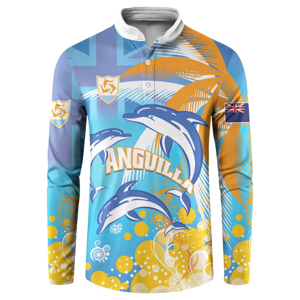 Personalised Anguilla 3 Dolphins Button Sweatshirt Summer Stylized