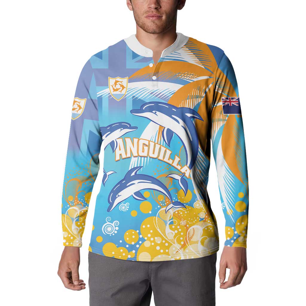 Personalised Anguilla 3 Dolphins Button Sweatshirt Summer Stylized