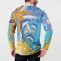 Personalised Anguilla 3 Dolphins Button Sweatshirt Summer Stylized