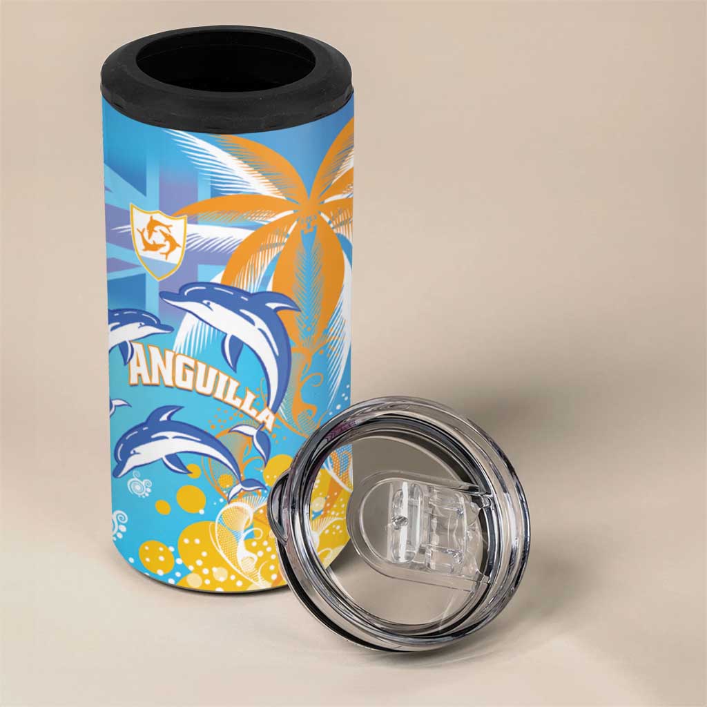 Personalised Anguilla 3 Dolphins 4 in 1 Can Cooler Tumbler Summer Stylized