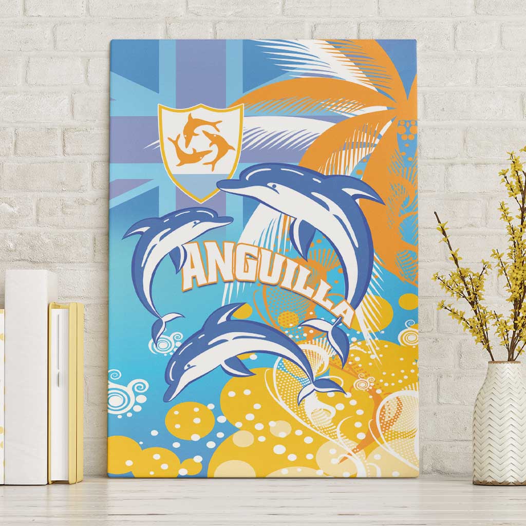 Anguilla 3 Dolphins Canvas Wall Art Summer Stylized