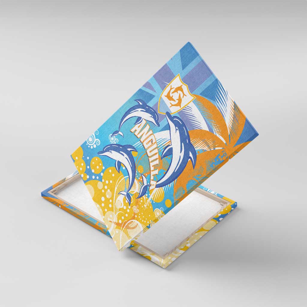 Anguilla 3 Dolphins Canvas Wall Art Summer Stylized