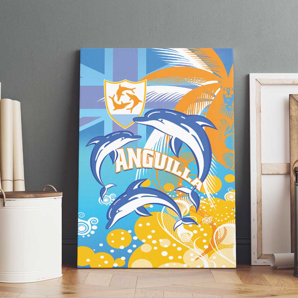 Anguilla 3 Dolphins Canvas Wall Art Summer Stylized
