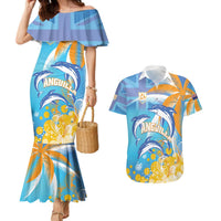 Personalised Anguilla 3 Dolphins Couples Matching Mermaid Dress and Hawaiian Shirt Summer Stylized