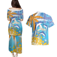 Personalised Anguilla 3 Dolphins Couples Matching Puletasi and Hawaiian Shirt Summer Stylized
