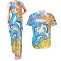 Personalised Anguilla 3 Dolphins Couples Matching Tank Maxi Dress and Hawaiian Shirt Summer Stylized