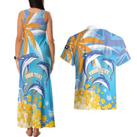 Personalised Anguilla 3 Dolphins Couples Matching Tank Maxi Dress and Hawaiian Shirt Summer Stylized