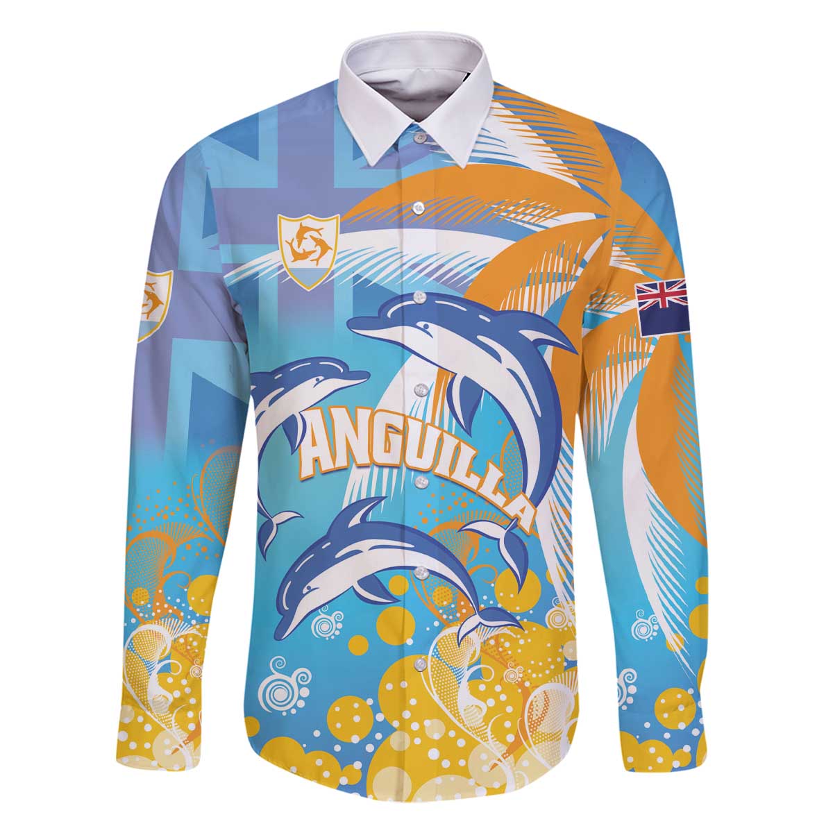Personalised Anguilla 3 Dolphins Family Matching Off The Shoulder Long Sleeve Dress and Hawaiian Shirt Summer Stylized