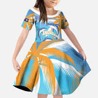 Personalised Anguilla 3 Dolphins Family Matching Off Shoulder Maxi Dress and Hawaiian Shirt Summer Stylized