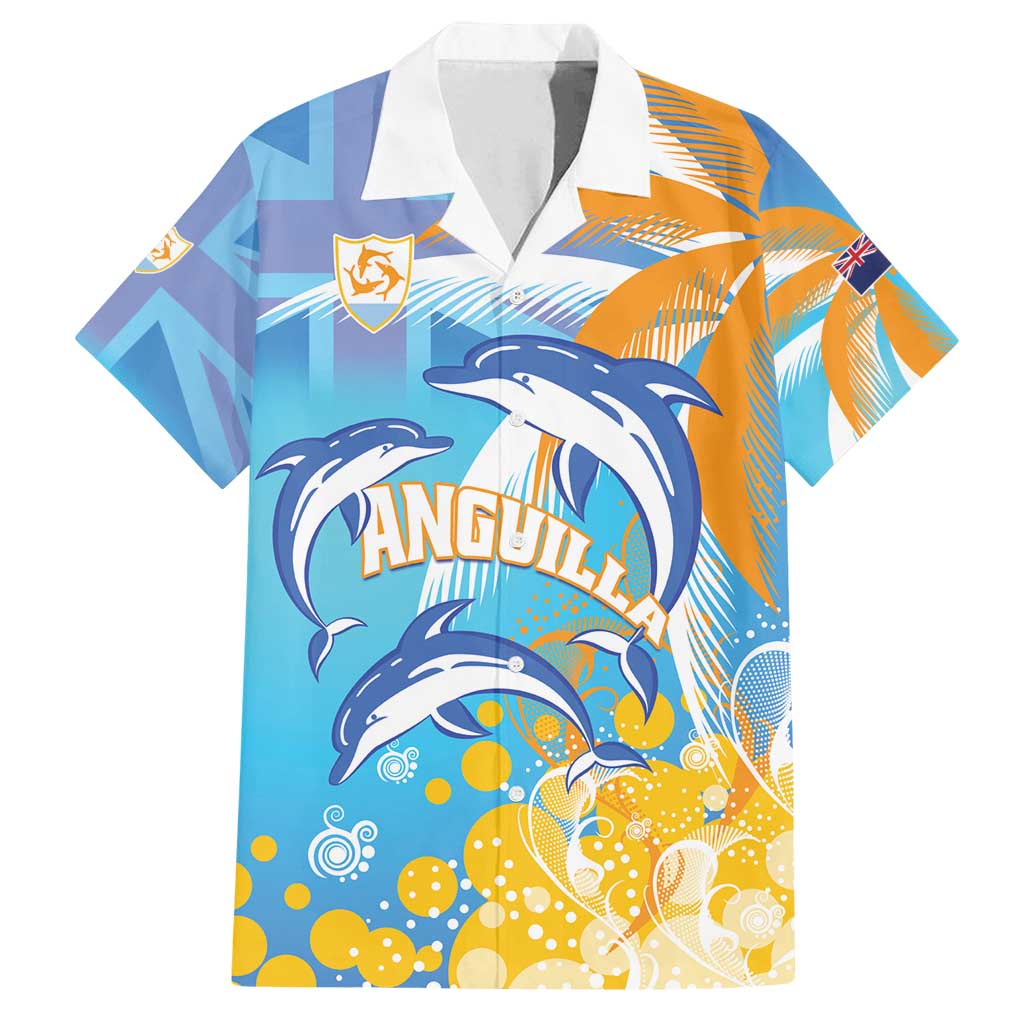 Personalised Anguilla 3 Dolphins Family Matching Off Shoulder Maxi Dress and Hawaiian Shirt Summer Stylized