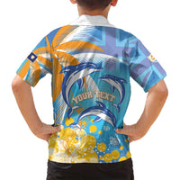 Personalised Anguilla 3 Dolphins Family Matching Off Shoulder Short Dress and Hawaiian Shirt Summer Stylized