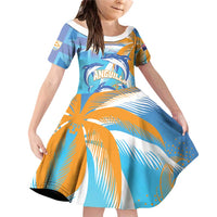 Personalised Anguilla 3 Dolphins Family Matching Off Shoulder Short Dress and Hawaiian Shirt Summer Stylized