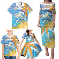 Personalised Anguilla 3 Dolphins Family Matching Puletasi and Hawaiian Shirt Summer Stylized