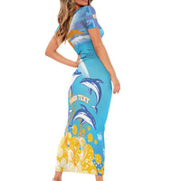 Personalised Anguilla 3 Dolphins Family Matching Short Sleeve Bodycon Dress and Hawaiian Shirt Summer Stylized