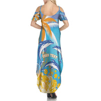Personalised Anguilla 3 Dolphins Family Matching Summer Maxi Dress and Hawaiian Shirt Summer Stylized