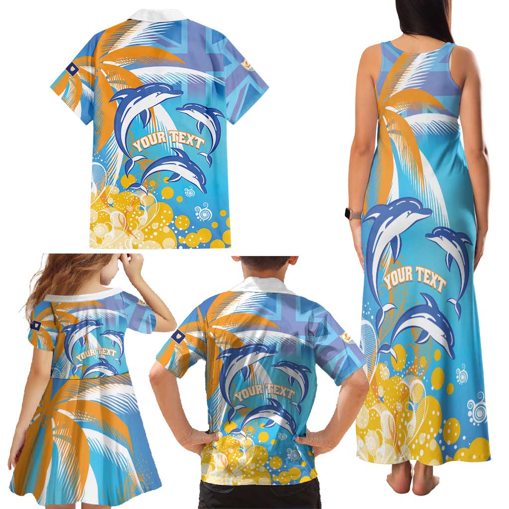 Personalised Anguilla 3 Dolphins Family Matching Tank Maxi Dress and Hawaiian Shirt Summer Stylized
