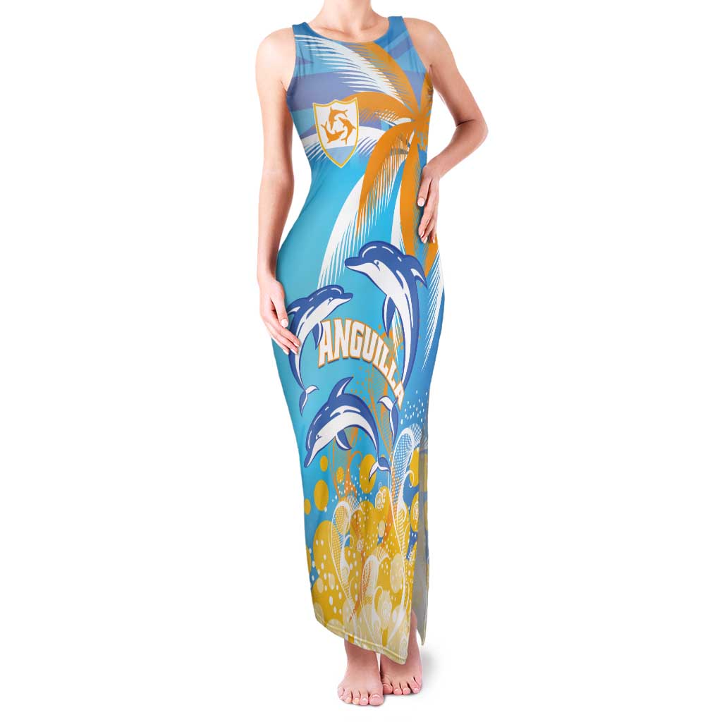 Personalised Anguilla 3 Dolphins Family Matching Tank Maxi Dress and Hawaiian Shirt Summer Stylized