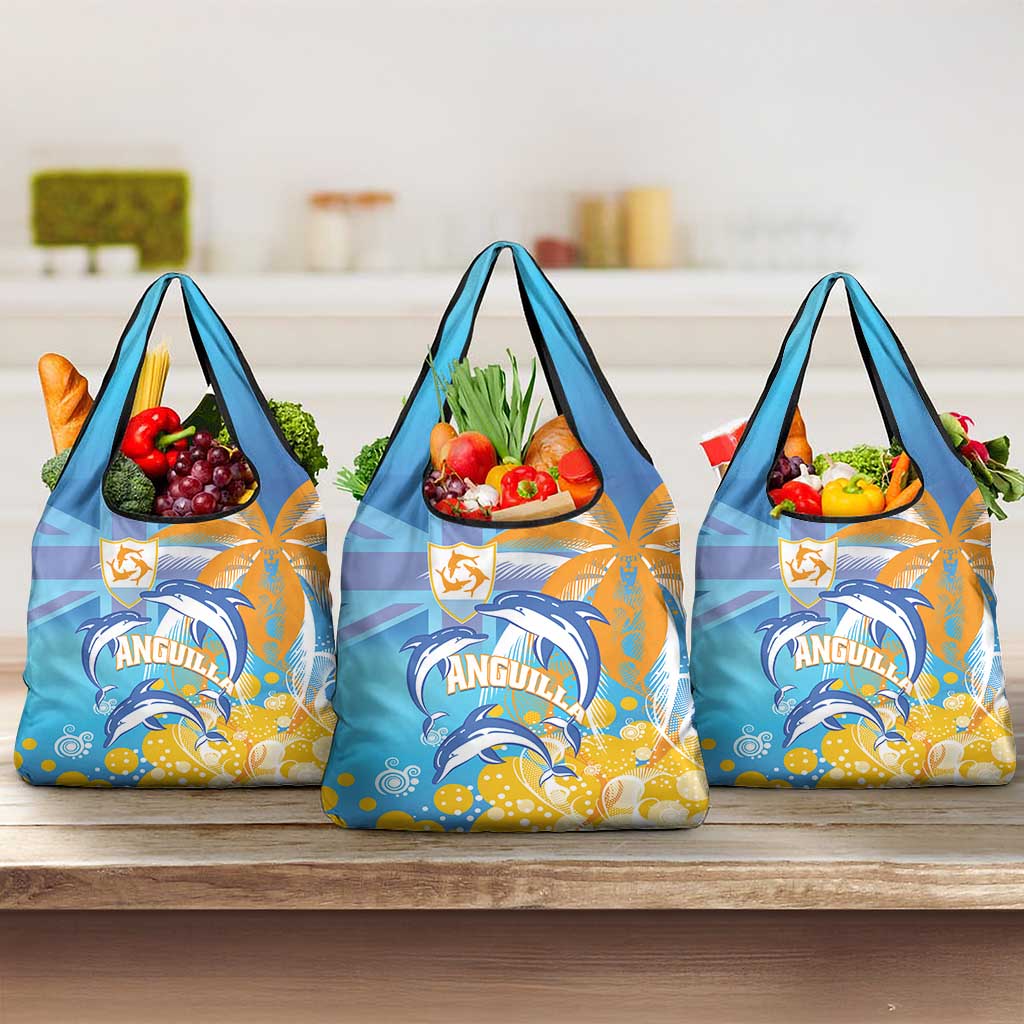 Anguilla 3 Dolphins Grocery Bag Summer Stylized