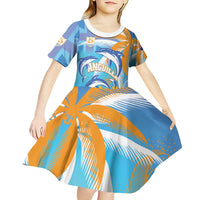 Personalised Anguilla 3 Dolphins Kid Short Sleeve Dress Summer Stylized